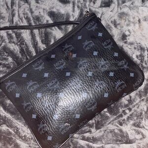 MCM Black and Gray Monogram Clutch
